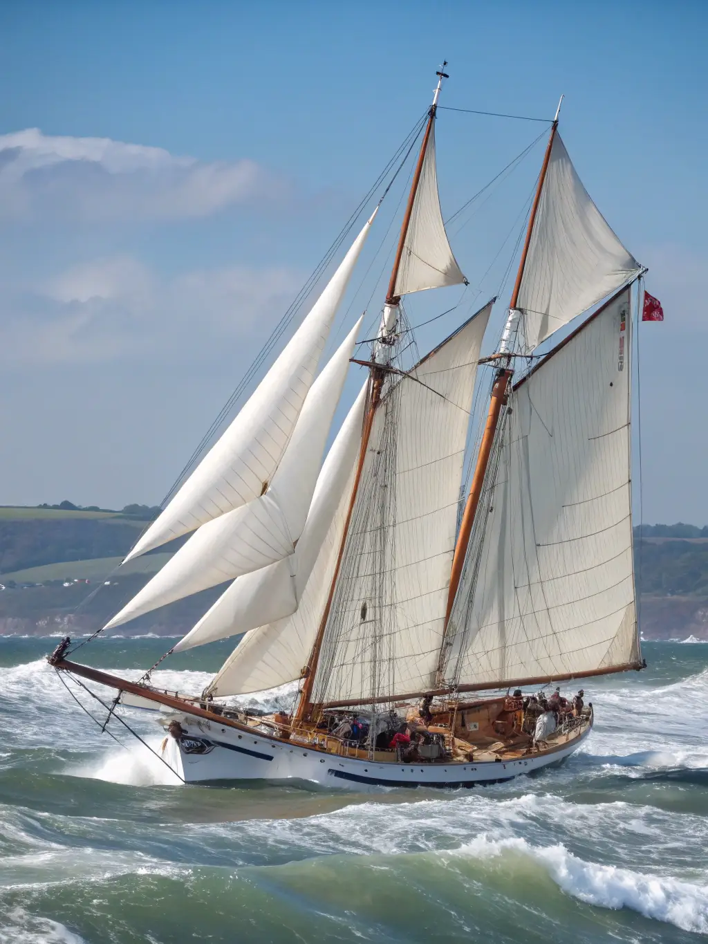 A photograph of the Hermione sailing, symbolizing the organization's commitment to preserving maritime history and promoting cultural exchange.
